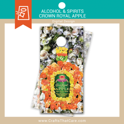 ALCOHOL & SPIRITS | Crown Royal Apple Cornhole Decals, Floral Whisky Design, Premium Spirits Cornhole Wraps, Elegant Bar Decor, Party Vinyl Stickers