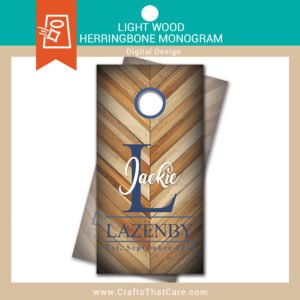 MONOGRAM | Custom Herringbone Wood Cornhole Board Wraps, Rustic Chevron Design Cornhole Decals, Rustic wedding decor, Cornhole decals, Wedding welcome, Rehearsal dinner, Personalized gift