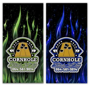 CUSTOM DESIGN | Cornhole by Jay, Neon Flames Combo