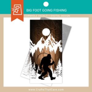 BIG FOOT | Big Foot Goes Fishing, Sasquatch, Legend, Cryptid, Cornhole Board Decals, Outdoor Games, Tailgate