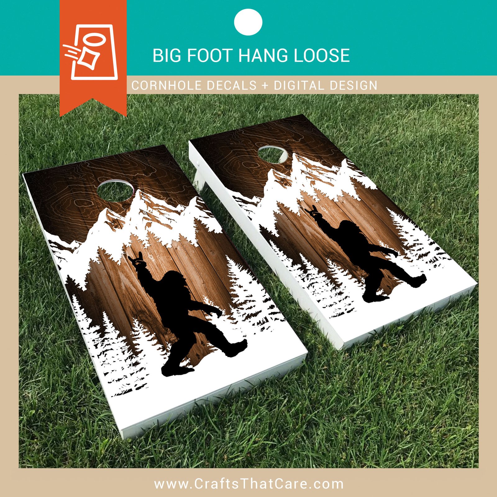BIG FOOT | Hang Loose, Sasquatch, Legend, Cryptid, Cornhole Board Decals, Outdoor Games, Tailgate - Image 2
