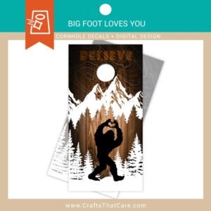 BIG FOOT | Big Foot Sends His Love, Sasquatch, Legend, Cryptid, Cornhole Board Decals, Outdoor Games, Tailgate