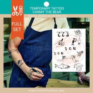 Carmy The Bear Costume Temporary Tattoo Set & DIY Guide | Digital Download, The Bear, Halloween Cosplay, Yes Chef Costume Tattoos