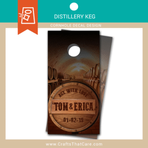 MONOGRAM | Distillery Barrel Design, Personalized Couples Cornhole Wraps, Custom Names Brewery Rustic Vinyl Stickers With Love