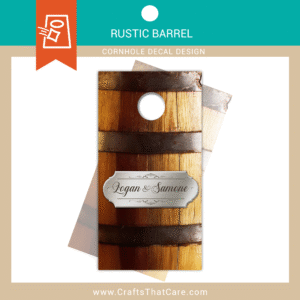 MONOGRAM | Rustic Barrel Design, Personalized Couples Cornhole Wraps, Custom Names Vinyl Stickers
